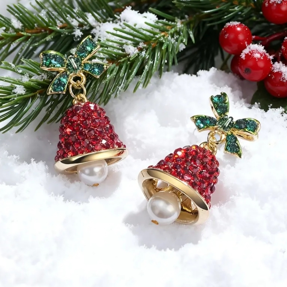 Daisy Red and Green Bell Earrings